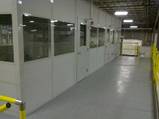 Windows, power, lights & sound proof walls for in plant offices